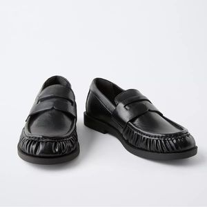 Zara Black Leather Loafers
